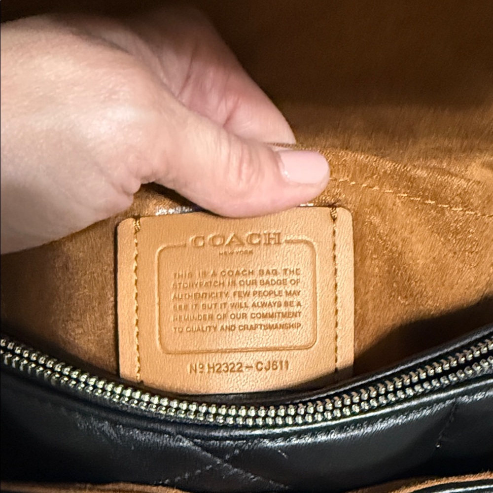 Coach Quilted Black Bag with Silver Chain - Picture 3 of 6
